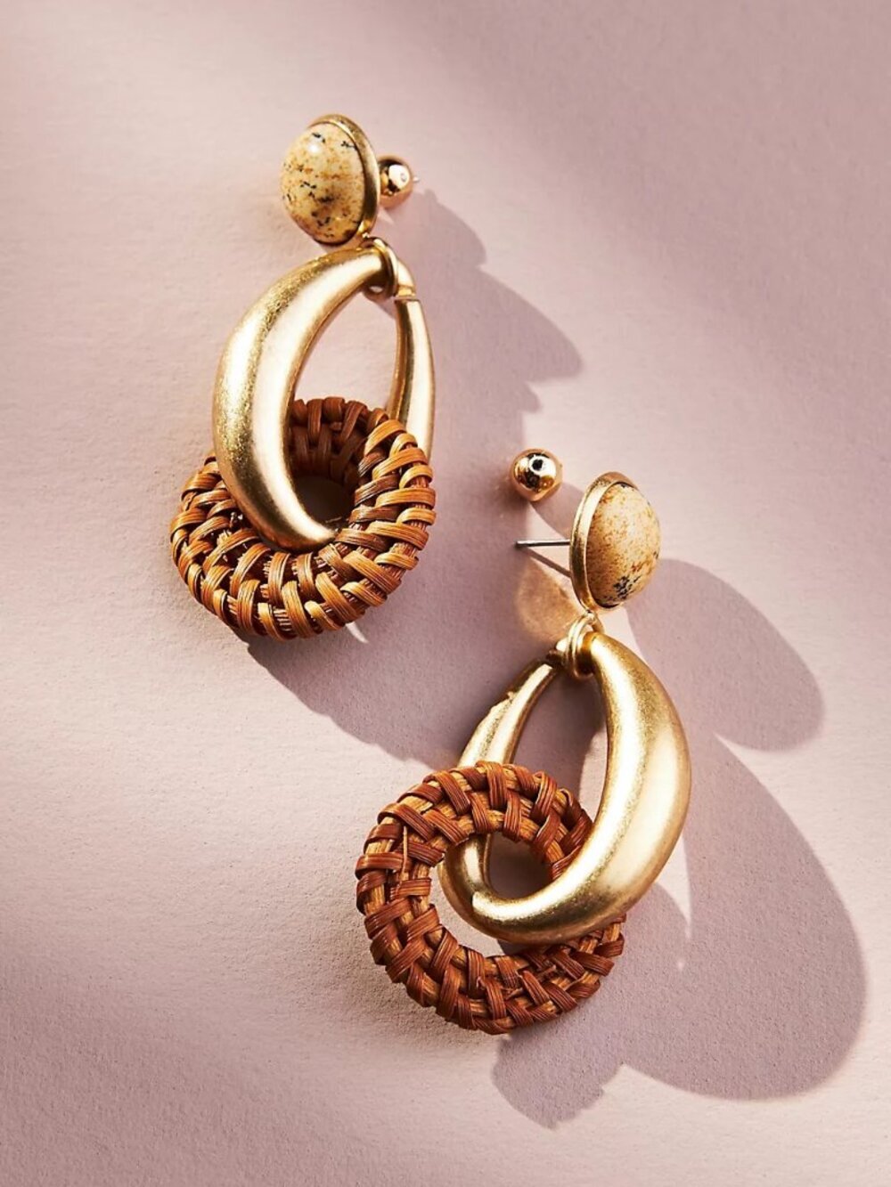 NWT Anthropologie Raffia Disc Drop Earrings